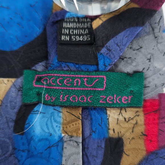 Accents by Isaac Zelcer Men Tie 100% Silk Multicolor Size 58x4 - NWOT - Picture 3 of 5